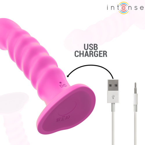 INTENSE - CINDY VIBRADOR TALLA L DISEÑO EN ESPIRAL 10 VIBRACIONES ROSA CONTROL REMOTO