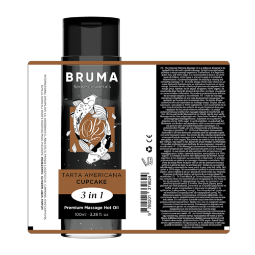 BRUMA - ACEITE DE MASAJE PREMIUM EFECTO CALOR SABOR TARTA AMERICANA 3 EN 1 - 100 ML