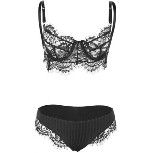 BRUMA SECRET - ALTEA SET BRAGAS Y SUJETADOR DE ENCAJE NEGRO XS/S