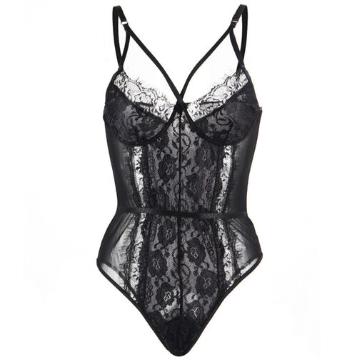 BRUMA SECRET - ALEXIS TEDDY DE ENCAJE AJUSTADO CON TIRAS NEGRO XS/S