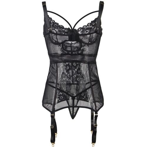 BRUMA SECRET - INGRID BABYDOLL NEGRO DE ENCAJE CON LIGA XS/S