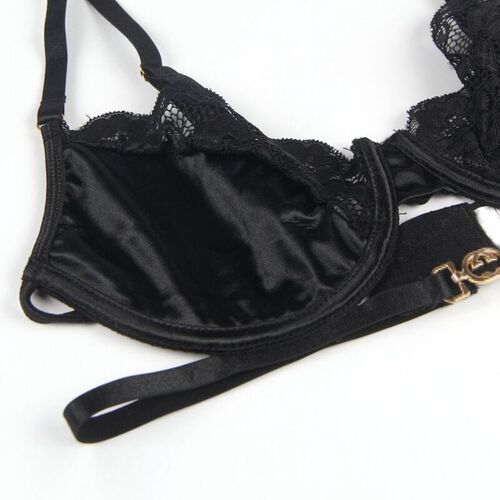 BRUMA SECRET - MAGDA SET TRES PIEZAS SATINADO CON ENCAJE NEGRO XS/S