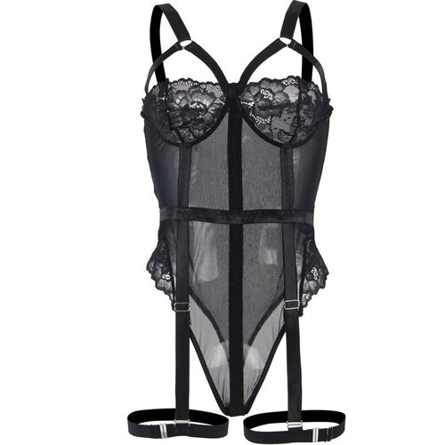 BRUMA SECRET - CLÉMENCE TEDDY ESCOTE CORAZON CON ENCAJE NEGRO XS/S