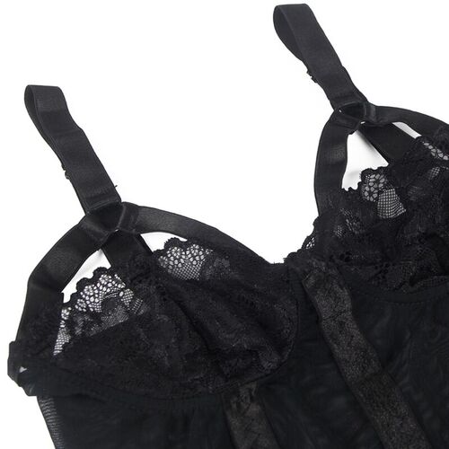 BRUMA SECRET - CLÉMENCE TEDDY ESCOTE CORAZON CON ENCAJE NEGRO XS/S