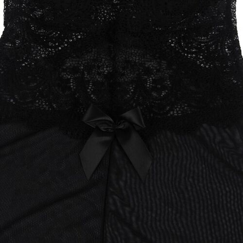 BRUMA SECRET - LAURA BABYDOLL CON ENCAJE DETALLE FLOR NEGRO XS/S