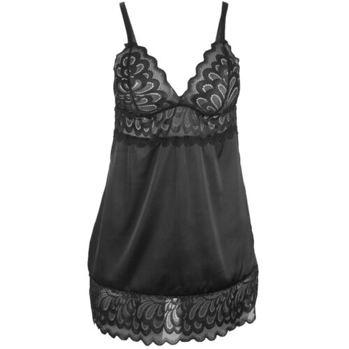 BRUMA SECRET - IRENE BABYDOLL SATINADO CON ENCAJE NEGRO XS/S