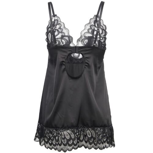 BRUMA SECRET - IRENE BABYDOLL SATINADO CON ENCAJE NEGRO XS/S