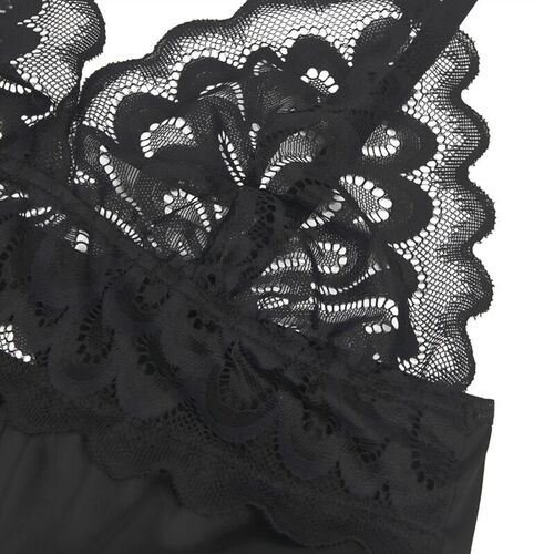 BRUMA SECRET - IRENE BABYDOLL SATINADO CON ENCAJE NEGRO XS/S