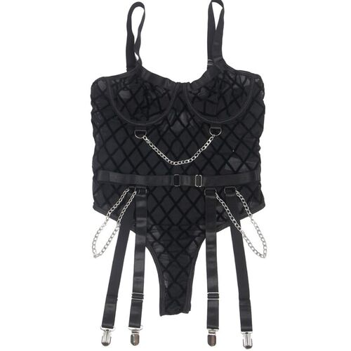 BRUMA SECRET - IZYDORA BODY CON LIGA DETALLE CADENAS NEGRO XS/S