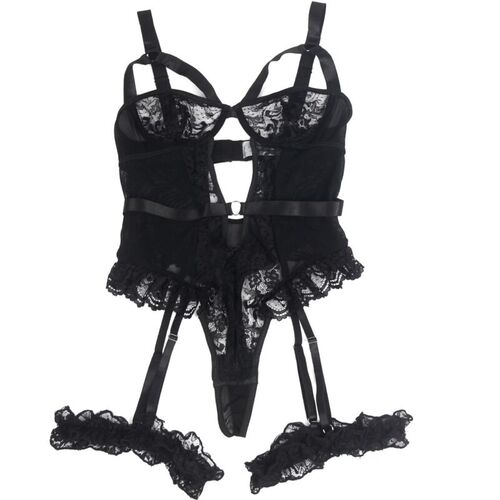 BRUMA SECRET - NIEVES TEDDY DE ENCAJE CON DETALLE VOLANTE NEGRO XS/S