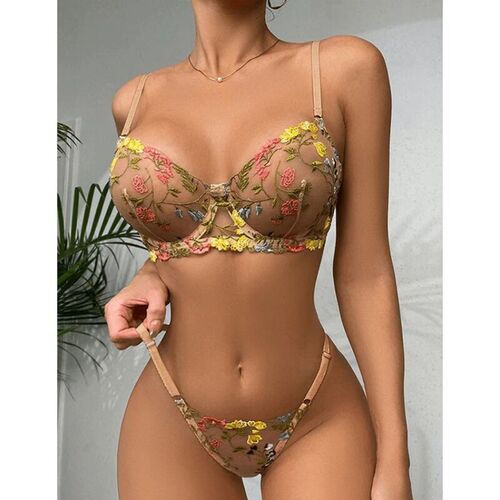 BRUMA SECRET - OLIVIA SET SUJETADOR Y TANGA ESTAMPADO FLORAL XS/S