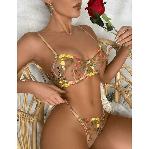 BRUMA SECRET - OLIVIA SET SUJETADOR Y TANGA ESTAMPADO FLORAL XS/S