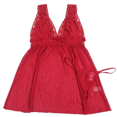 BRUMA SECRET - VANESSA BABYDOLL TIRANTAS ENCAJE ROJO XS/S