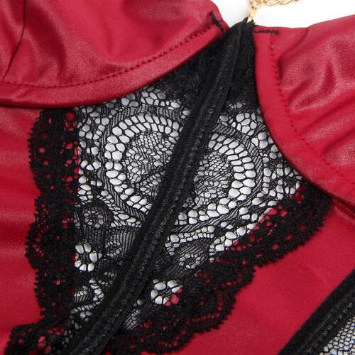 BRUMA SECRET - ALEJANDRA SET CORSET Y TANGA CON DETALLE CADENA ROJO XS/S