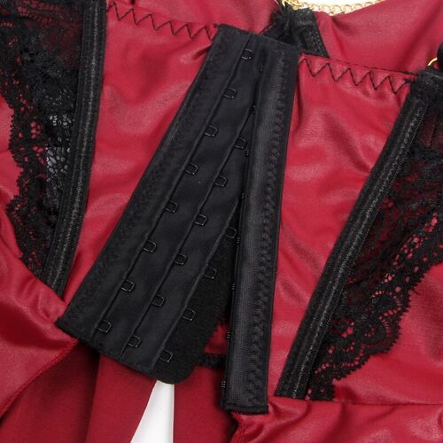 BRUMA SECRET - ALEJANDRA SET CORSET Y TANGA CON DETALLE CADENA ROJO XS/S