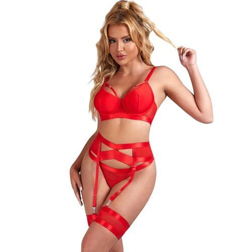 BRUMA SECRET - GISELLE SET SUJETADOR TANGA Y LIGA ROJO XS/S