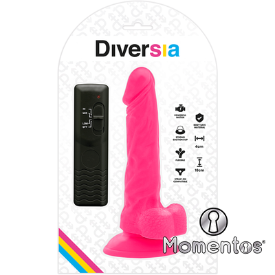 DIVERSIA - DILDO FLEXIBLE CON VIBRACIÓN ROSA 18 CM -O- 4 CM