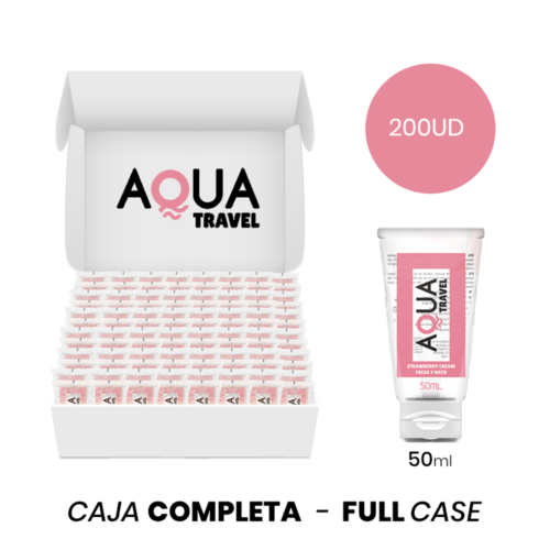 MOQ 200 - AQUA TRAVEL LUBRICANTE BASE AGUA SABOR FRESA Y NATA - 50 ML