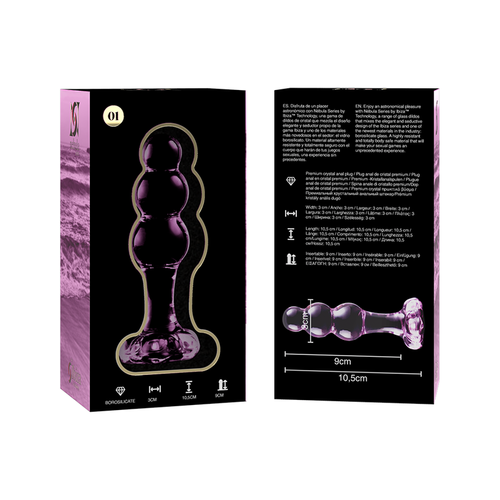 NEBULA SERIES BY IBIZA - MODELO 1 PLUG CRISTAL BOROSILICATO ROSA 10.5 CM -O- 3 CM