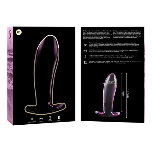 NEBULA SERIES BY IBIZA - MODELO 5 PLUG CRISTAL BOROSILICATO ROSA 12.5 CM -O- 3.5 CM