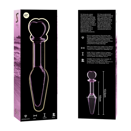 NEBULA SERIES BY IBIZA - MODELO 7 PLUG CRISTAL BOROSILICATO ROSA 13.5 CM -O- 3 CM