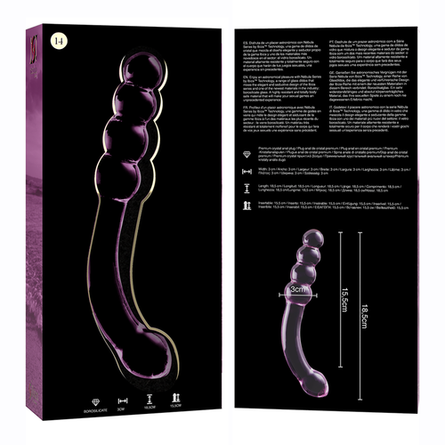 NEBULA SERIES BY IBIZA - MODELO 14 DILDO CRISTAL BOROSILICATO ROSA 18.5 CM -O- 3 CM