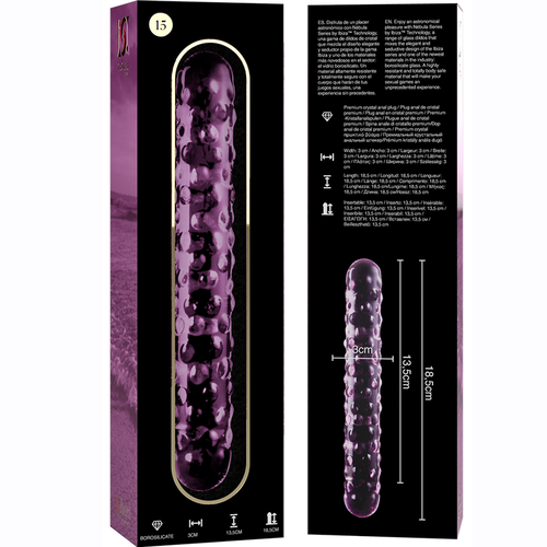 NEBULA SERIES BY IBIZA - MODELO 15 DILDO CRISTAL BOROSILICATO ROSA 18.5 CM -O- 3 CM