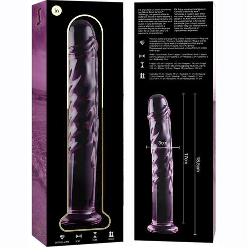 NEBULA SERIES BY IBIZA - MODELO 16 DILDO CRISTAL BOROSILICATO ROSA 18.5 CM -O- 3 CM