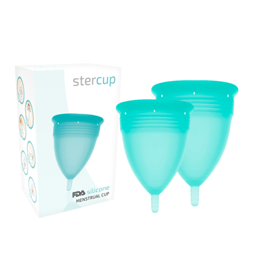 STERCUP - PACK COPA MENSTRUAL SILICONA FDA TALLA S + L AQUAMARINA