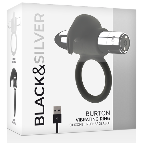 BLACK&SILVER - BURTON ANILLO RECARGABLE 10 MODOS VIBRACIÓN