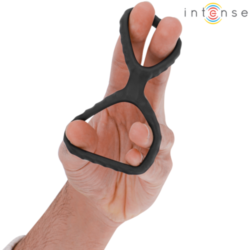 INTENSE - DEWEY ANILLO DOBLE PARA PENE SILICONA NEGRO MODELO 2