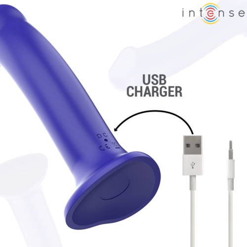 INTENSE - VICTORIA VIBRADOR CON VENTOSA 10 VIBRACIONES AZUL OSCURO CONTROL REMOTO