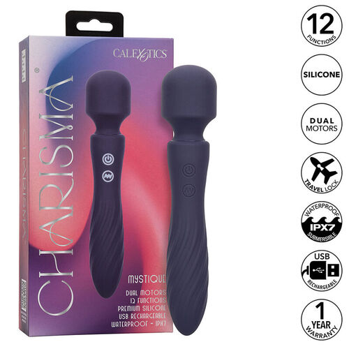 CALEXOTICS - CHARISMA MYSTIQUE MASAJEADOR DOBLE MOTOR 12 FUNCIONES 21,5 CM X 4,5 CM MORADO