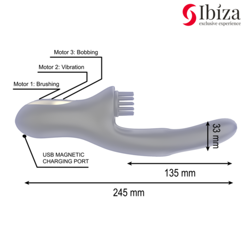 IBIZA - VIBRADOR HI-TECH RABITT BRUSHING MULTI CELDAS CLITORIALES Y DOBLE WAVE