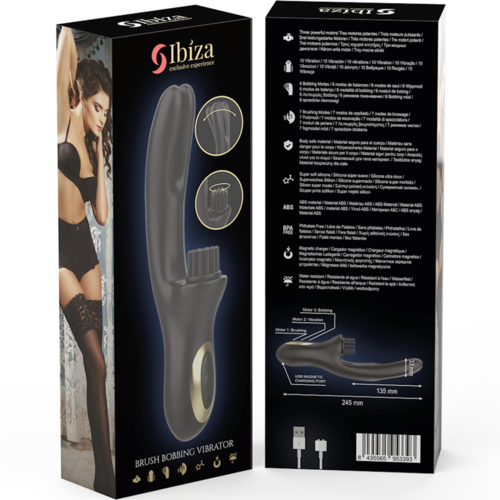 IBIZA - VIBRADOR HI-TECH RABITT BRUSHING MULTI CELDAS CLITORIALES Y DOBLE WAVE