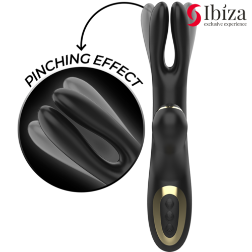 IBIZA - VIBRADOR  HI-TECH RABITT POR ONDAS CLITORIALES Y  DOBLE PINCHING NEGRO