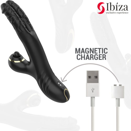 IBIZA - VIBRADOR HI-TECH RABITT CLITORIAL POTENTE Y DOBLE WAVE TWO DRAGONS