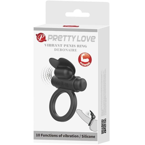 PRETTY LOVE - DEBONAIRE ANILLO VIBRADOR CONEJO 10 VIBRACIONES NEGRO