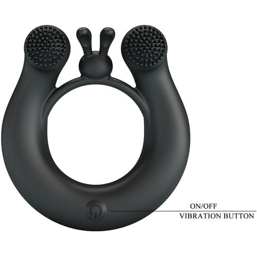 PRETTY LOVE - DAHLIA ANILLO VIBRADOR + ESTIMULADOR DE CLÍTOIS 12 VIBRACIONES NEGRO