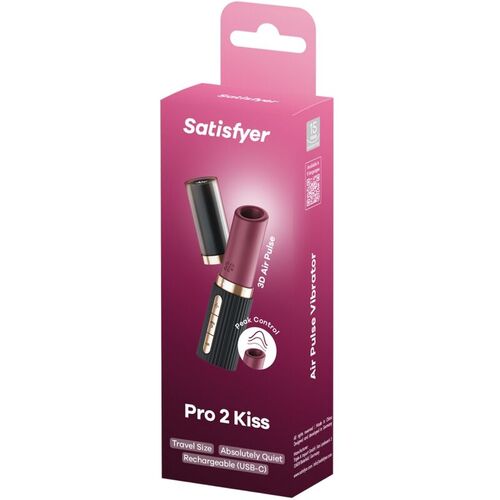 SATISFYER - PRO 2 KISS ESTIMULADOR CLÍTORIS POR ONDAS GRANATE / NEGRO