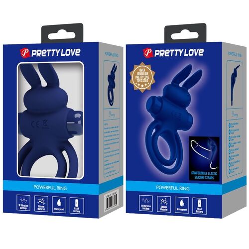 PRETTY LOVE - DAREY DOBLE ANILLO VIBRADOR RABBIT AZUL