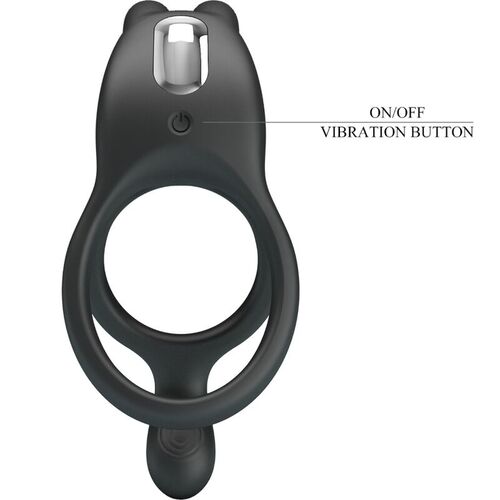 PRETTY LOVE - SETH DOBLE ANILLO VIBRADOR RABBIT 7 VIBRACIONES NEGRO