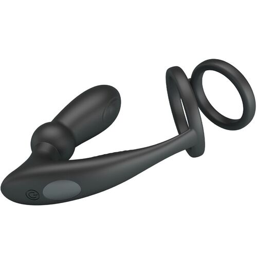 PRETTY LOVE - EMONI ANILLO PENE + PLUG ANAL 12 VIBRACIONES NEGRO