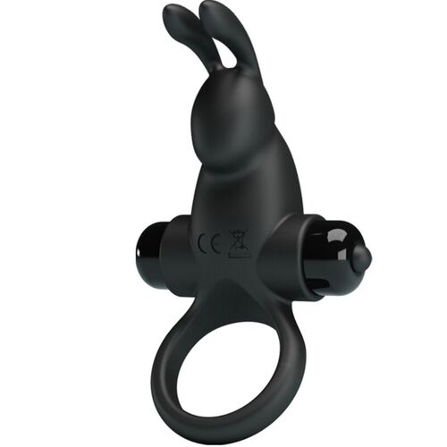 PRETTY LOVE - ANILLO VIBRADOR + ESTIMULADOR RABBIT CLÍTORIS 10 VIBRACIONES NEGRO