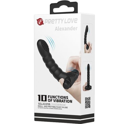 PRETTY LOVE - ALEXANDER VIBRADOR DE DEDO 10 VIBRACIONES NEGRO