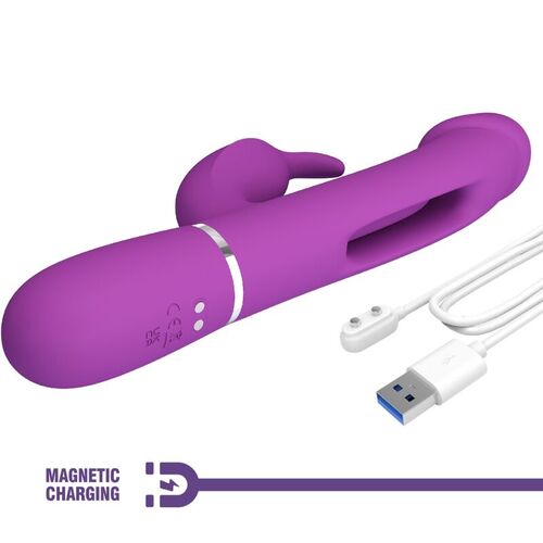 PRETTY LOVE - KAMPAS VIBRADOR RABBIT MULTIFUNCIÓN 3 EN 1 MORADO