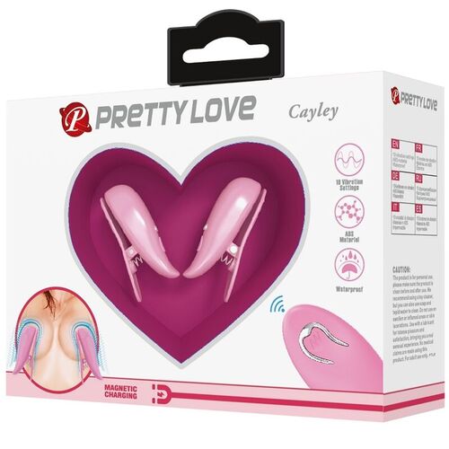 PRETTY LOVE - CAILEY PINZAS PARA PEZONES 10 VIBRACIONES CONTROL REMOTO ROSA