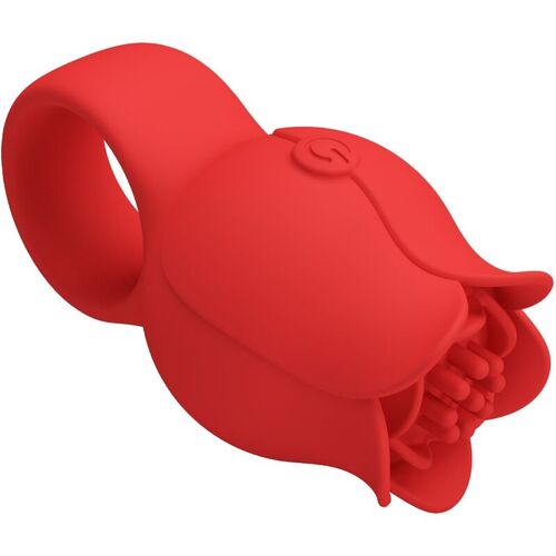 PRETTY LOVE - JAE VIBRADOR DE DEDO FORMA DE ROSA 10 VIBRACIONES ROJO