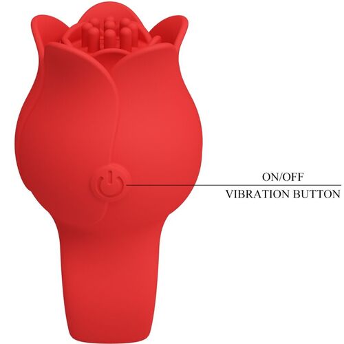 PRETTY LOVE - JAE VIBRADOR DE DEDO FORMA DE ROSA 10 VIBRACIONES ROJO