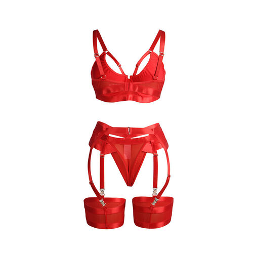 SUBBLIME - 955267 SET SUJETADOR CON LIGUERO BONDAGE ROJO L/XL